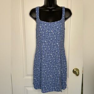 Reformation Blue White Floral Sleeveless Mini Short Tank Dress 6 XS S Side Slit